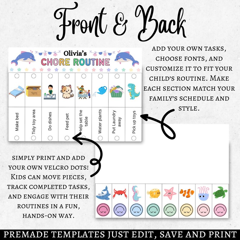 Kids Flip Chart Editable Printable, Morning Evening Bedtime Flip Chart ...