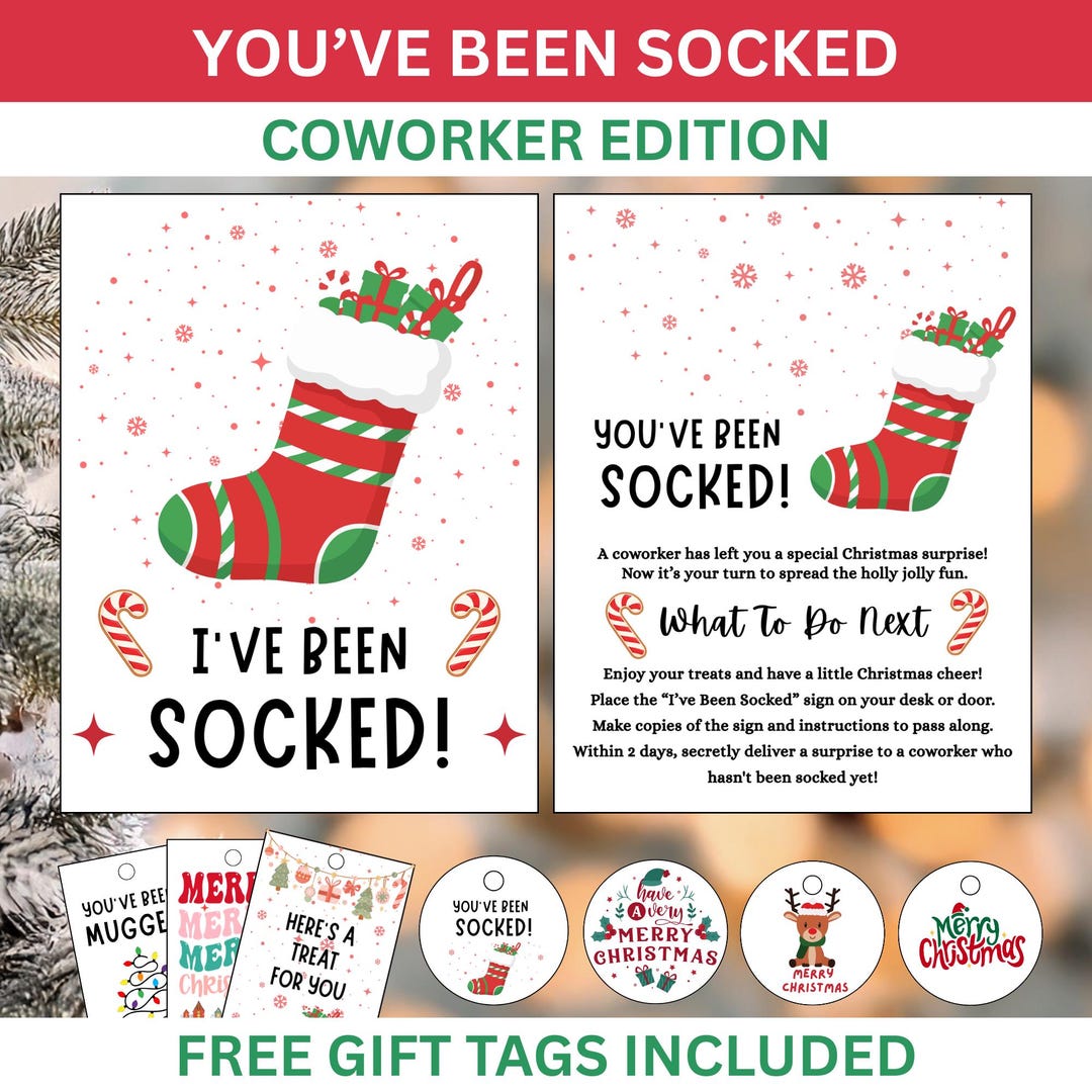 You've Been Socked Printable, Christmas Party, Office Game, Coworker ...