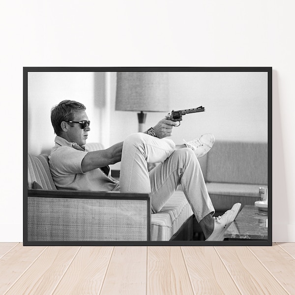 Steve McQueen Print, Black and White Vintage Movie Poster, Steve McQueen Photo Print 1963