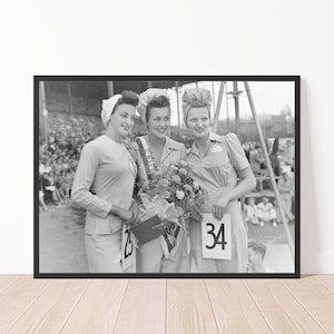 1940s Photos of Women Black and White Beauty Contest Photo Print Beauty Salon Decor