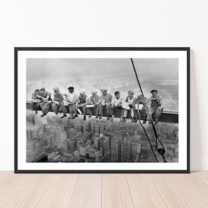 Vintage New York  Lunch atop a Skyscraper Photography 1932 Black and White NYC Photo Print