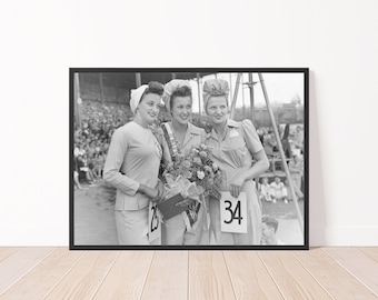 1940s Photos of Women Black and White Beauty Contest Photo Print Beauty Salon Decor