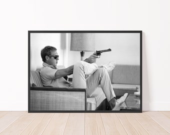 Steve McQueen Print, Black and White Vintage Movie Poster, Steve McQueen Photo Print 1963