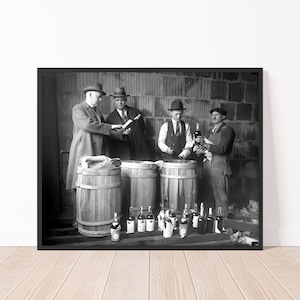 Vintage Prohibition Photo Bust 1920s Bar Decor Beer Gift Black and White Print