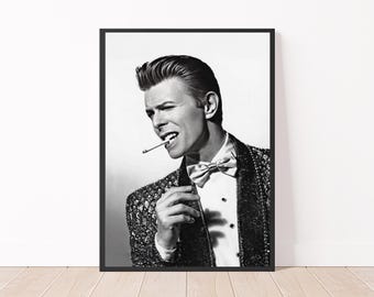 David Bowie Poster, Black and White David Bowie Print, David Bowie Wall Art