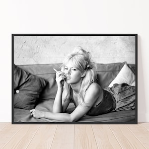 Brigitte Bardot Poster, Vintage Brigitte Bardot Print 1962, Black and White Vintage Photography