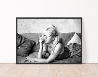 Brigitte Bardot Poster, Vintage Brigitte Bardot Print 1962, Black and White Vintage Photography