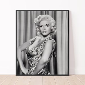 Jayne Mansfield Photo Print Old Hollywood Glamour Black and White Vintage Poster Print