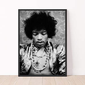 Jimi Hendrix Poster, Black and White Jimi Hendrix 1967 Photo Print,  Vintage Music Poster