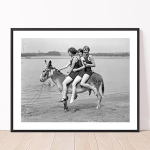Vintage Photo of Women Three Women and a Donkey 1924 Photography