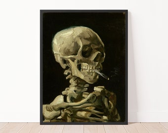 Van Gogh Art Print  Van Gogh Skull of a Skeleton with Burning Cigarette Poster