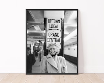 Marilyn Monroe Wall Art Black and White Marilyn Monroe Photography 1955 Monroe in Subway Poster Print