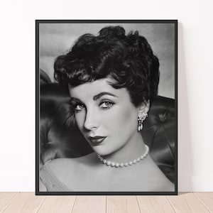 Elizabeth Taylor Photo 1952 Black and White Old Hollywood Decor Portrait of Elizabeth Taylor