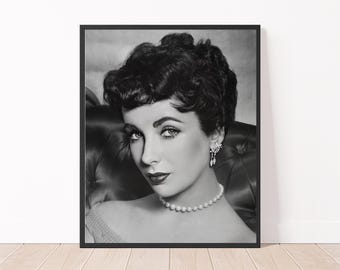 Elizabeth Taylor Photo 1952 Black and White Old Hollywood Decor Portrait of Elizabeth Taylor
