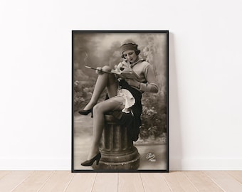 Vintage 1920s Flapper Photo Print Black and White Roaring Twenties Wall Decor