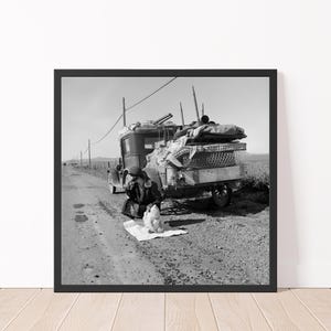 Vintage Black and White Great Depression Photo Fine Art Print Depression Migrants by Dorothea Lange 1937 California