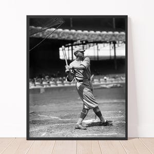 Babe Ruth Poster Black and White Babe Ruth during batting practice in 1916 Photo Print Vintage Baseball Wall Decor