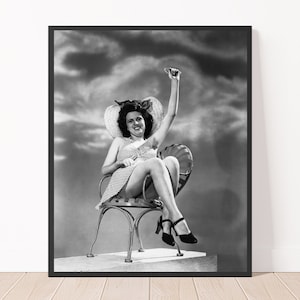 Vintage Woman Photography Black and White  Beauty Contest Photo Print