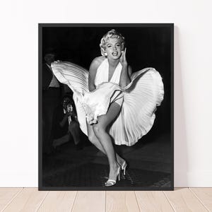 Marilyn Monroe white dress photo print 1955 Vintage Movie Old Hollywood Glam Poster Wall Art