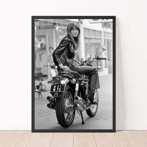 Francoise Hardy Photo Print Vintage Photography Print Black and White  Françoise Hardy on Motorbike Poster