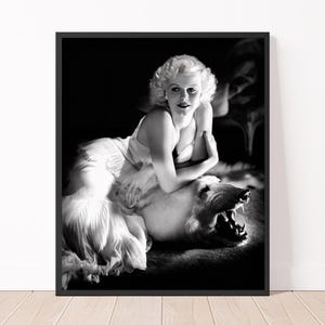 Jean Harlow Old Hollywood Actress 1930s Black and White Vintage Old Movie Star Photo Print