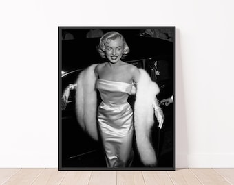 Marilyn Monroe at Ciro's 1954 black&white Monroe Photo Old Hollywood Classic Movie Poster Print