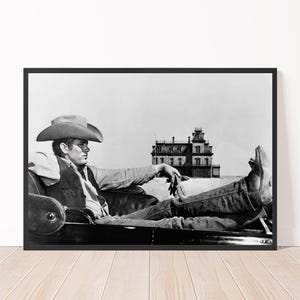 James Dean Poster Black and White James Dean Wall Art  Old Hollywood Western Wall Decor