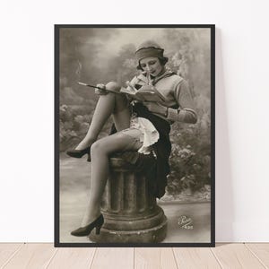 Vintage 1920s Flapper Girl Black and White Roaring Twenties Boudoir Print