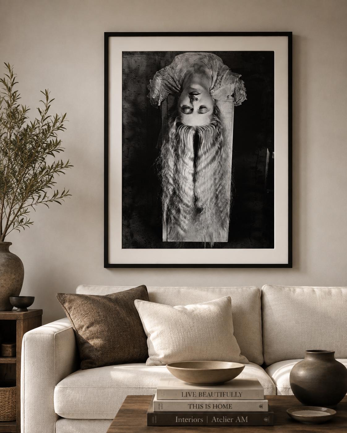 Black and White Vintage Man Ray Photography Woman With Long Hair