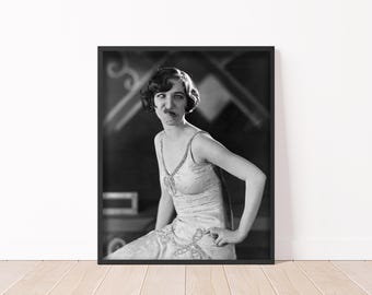 Vintage Black and White Photography Print Funny Woman Portrait 1920s Photo   Antique Wall Art