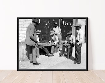 Vintage Photography  African American Men Playing Checkers in Harlem 1935 Black and White Vintage Photo Print