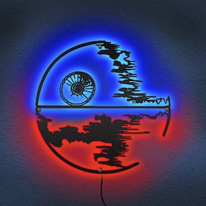 Star Wars Death Star Afcultures Neon Led Lights Metal Wall Art, TV Series Sign Decoration For Living Room, Movie Outdoor Home Decor Gift