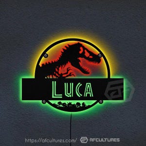 Jurassic park Dinosaur light Custom Kids Name Metal Wall Neon Sign, Jurassic world, christmas gift for children, dinosaur name sign