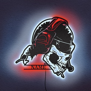 Custom Call Of Duty Led Neon Metal Wall Art, Ghost mask metal sign, gamer room decor, birthday gift for boy, gaming decor, streaming sign