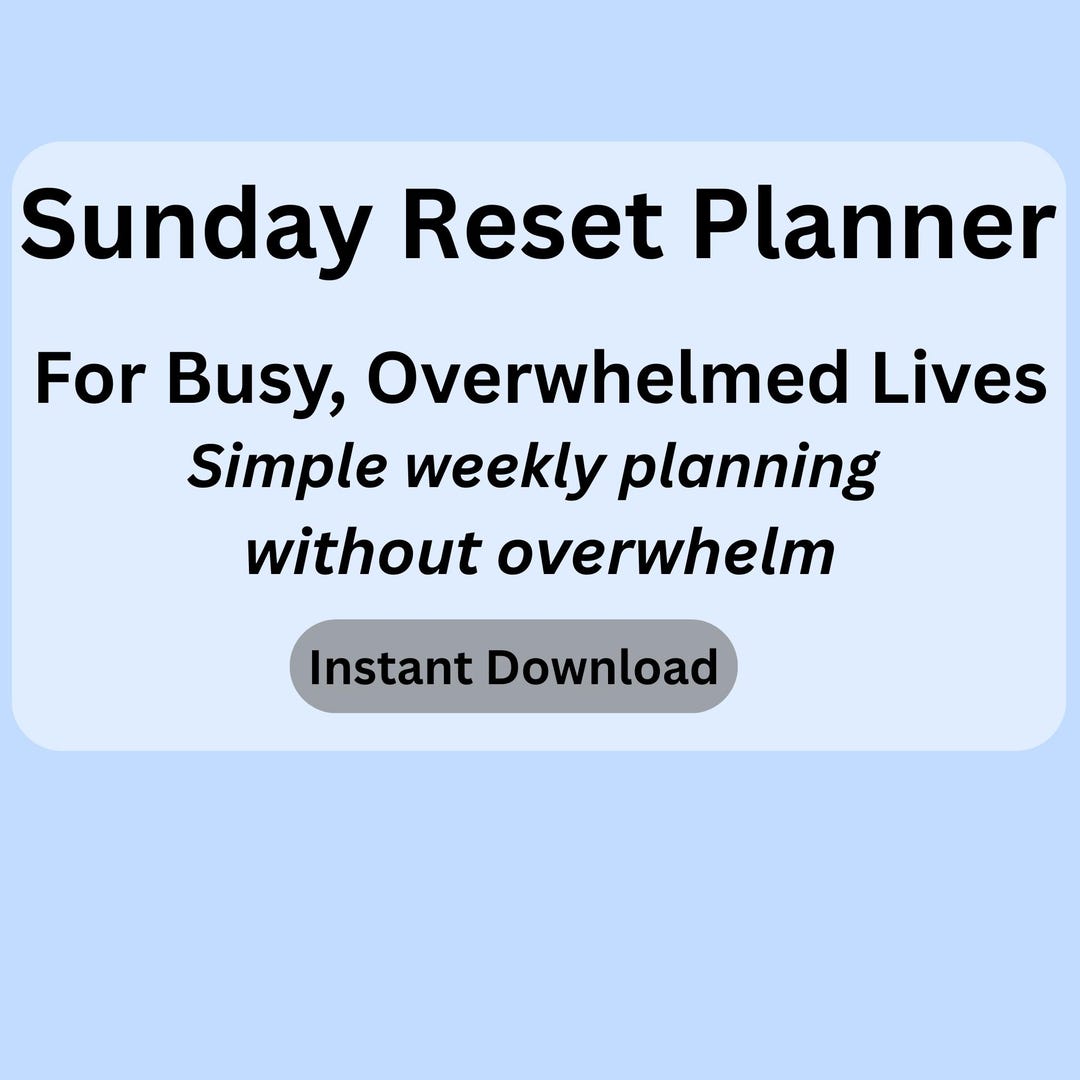 Sunday Reset Planner Printable | Weekly Reset Checklist | Simple Life ...