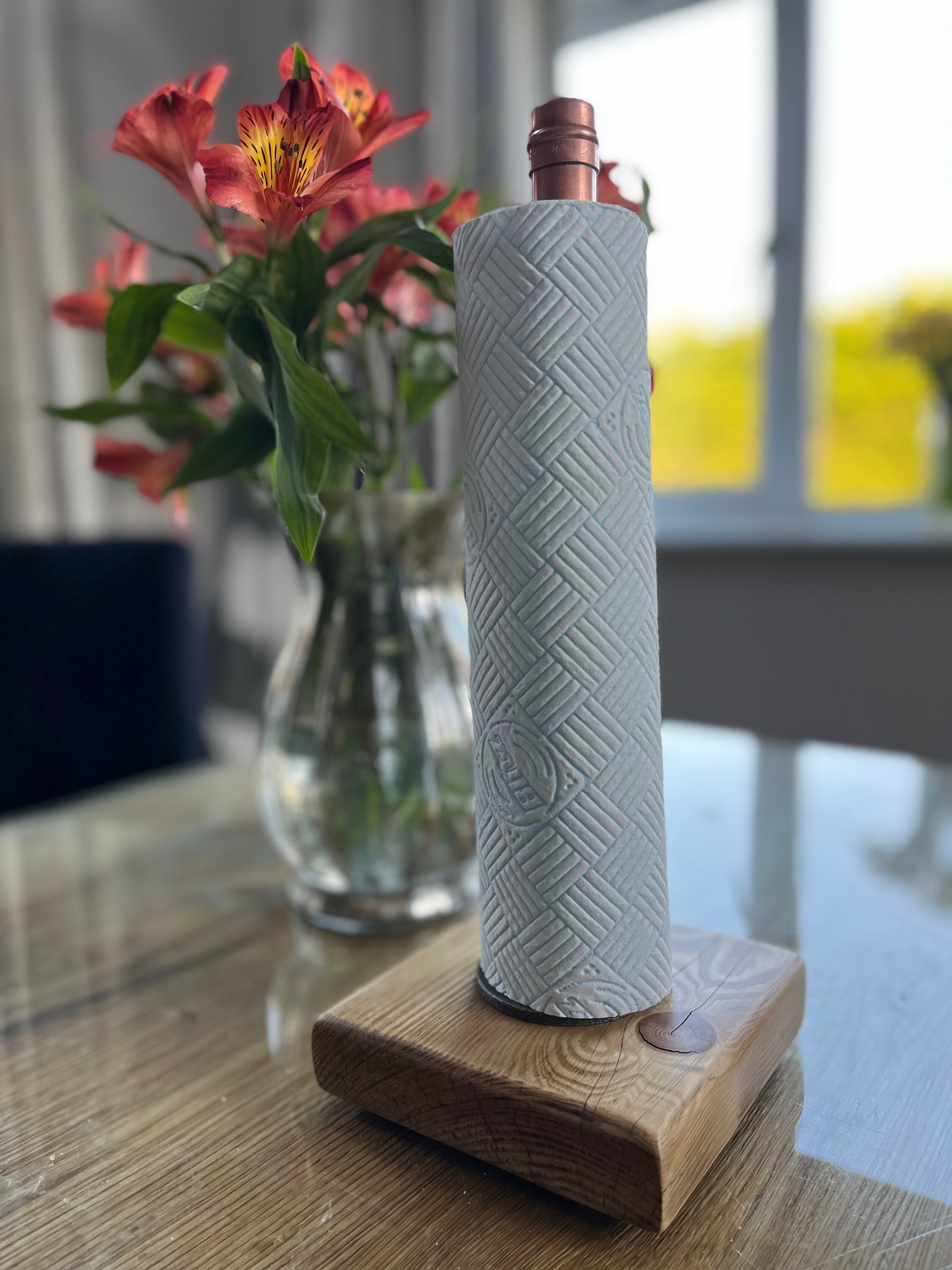 Copper and Hand Finished Wood Kitchen Roll Holder Etsy UK