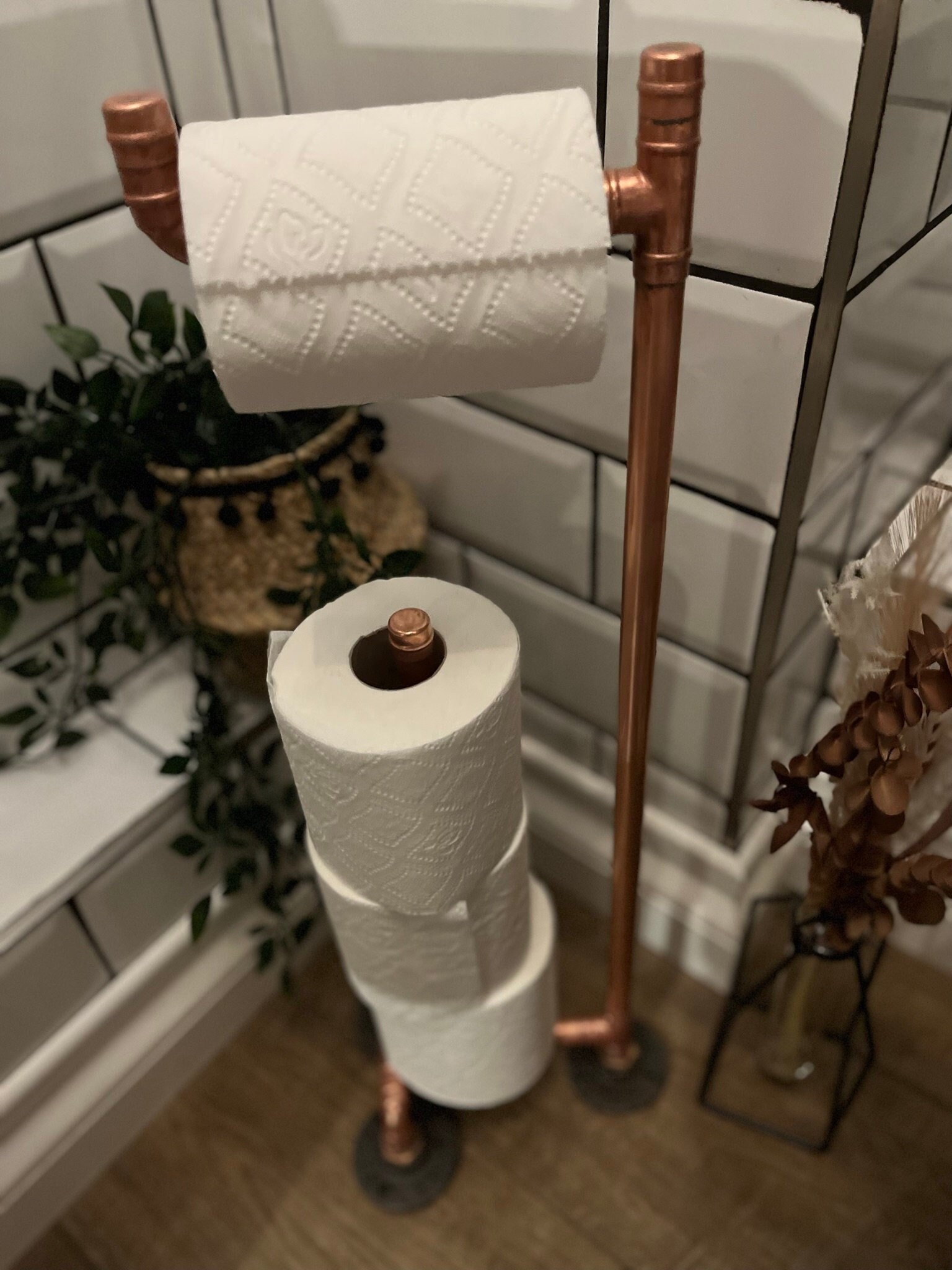 Kitsure Toilet Paper Holder Stand - Free-Standing with a Weighted Base