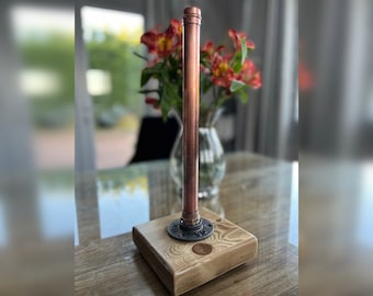 Copper and Hand Finished Wood Kitchen Roll Holder