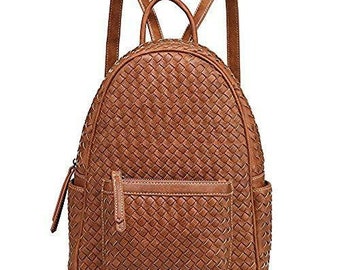 Women Backpack Purse Woven Trendy Stylish Tan Color Backpack