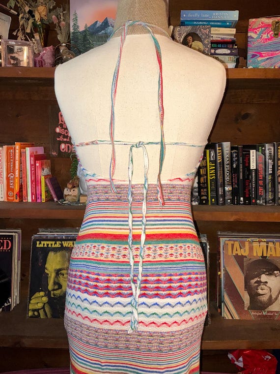 1970's Primary Colors Evolving Pattern Knitted Ha… - image 8