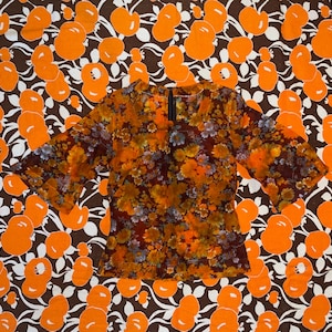 1960&#39;s Amber Floral Blouse w/Bell Sleeves