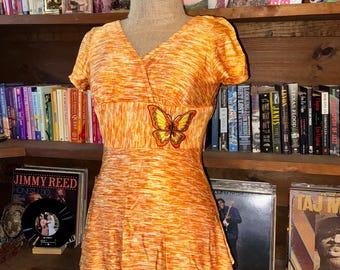 1960's Orange Butterfly Spacedye Top + Bottom Matching Set