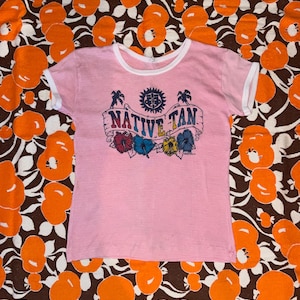 1970&#39;s &quot;Native Tan&quot; Novelty Ringer Tee Shirt