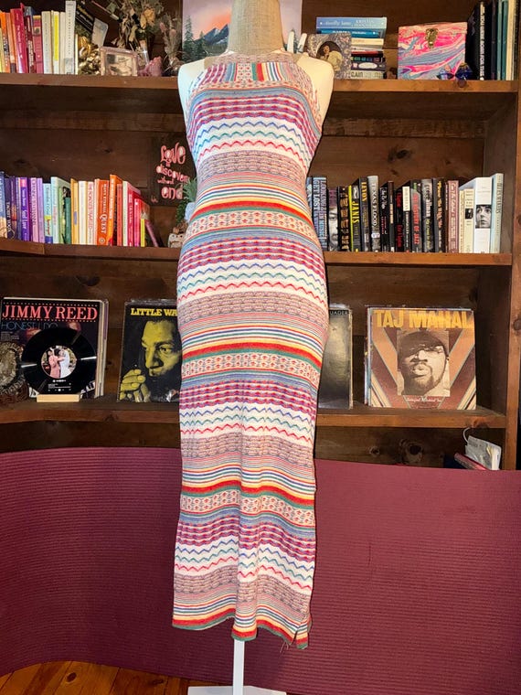 1970's Primary Colors Evolving Pattern Knitted Ha… - image 6