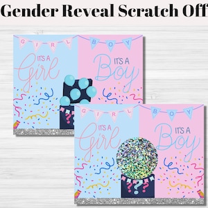 Gender Reveal Scratch Off Card, Gender Reveal Party On Card, Scratch And Reveal Color Balloons, Balloon Released On Card