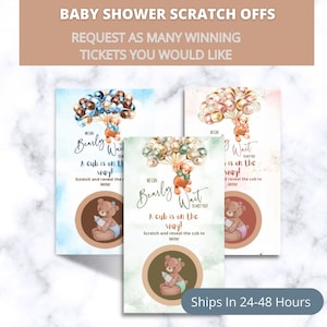 Teddy Bear Baby Shower Scratch Off Card, Baby Shower Games, We Can Bearly Wait, Shower Games, Card Game