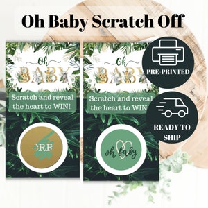Karty zdrapki na baby shower w stylu safari|Jungle Safari| Gry i dekoracje na imprezę Oh Baby| Neutralne pod względem płci| Safari Animals Baby Shower