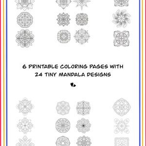 Printable Coloring Pages 24 tiny mini Mandalas for adults and kids crafting journal planner diary decoration digital pdf Instant Download