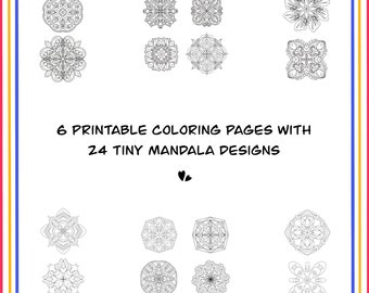 小さなマンダラの塗り絵 24のミニデザイン デジタルPDF 即時ダウンロード