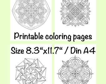 印刷可能なマンダラ塗り絵：17種類のユニークな細線アートデザイン デジタルPDF 即時ダウンロード